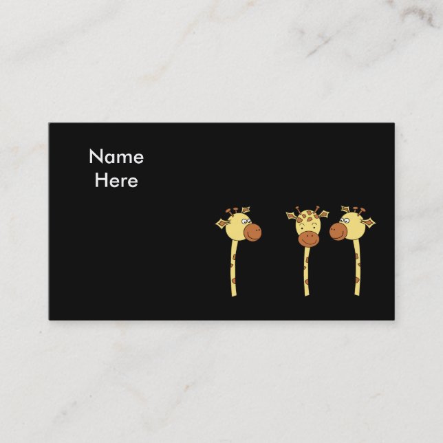 Three Giraffes Cartoon. Business Card (Front)