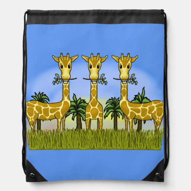Three Giraffes Drawstring Backpack (Front)