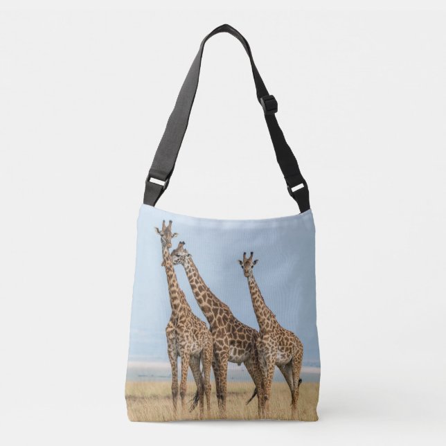 Three Giraffes Posing Crossbody Bag (Front)