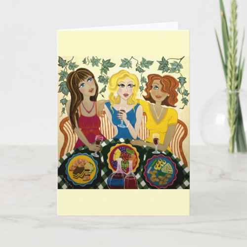 Three Girls Celebrate Customisable Art Card