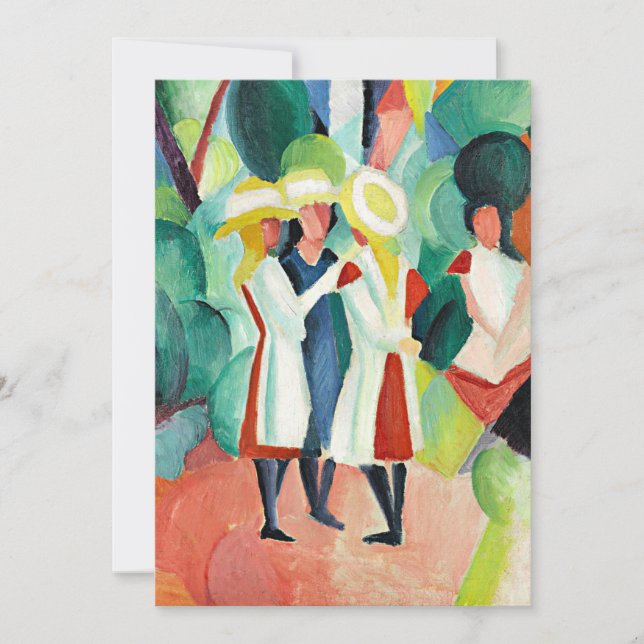 Three Girls in Yellow Straw Hats Holiday Card (Front)