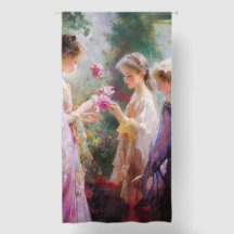 Three girls playing in a garden