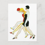 Three Girls Walking - 1920s Illustration Postcard