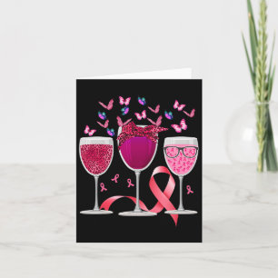Three Gl Wine Breast Cancer Awareness Pink Ribbon Card