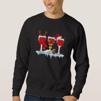 Three Glass Of Red Wine Drinker Christmas Sweatshirt