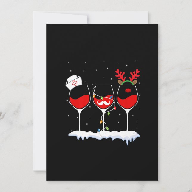 Three Glass Of Red Wine Funny Christmas Lights Nur Save The Date (Front)