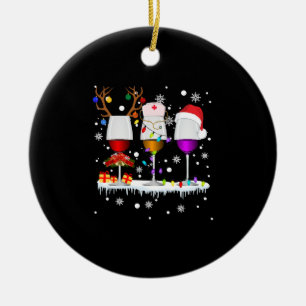 Three glass of red wine nurse Christmas Ugly Xmas Ceramic Ornament