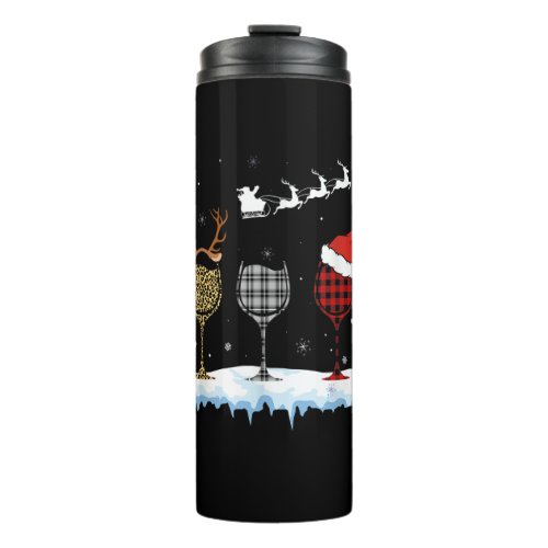 Three Glass Of Red Wine Xmas Nurse Buffalo Plaid R Thermal Tumbler