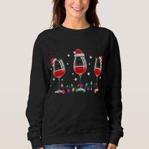 Three Glasses of Wine Christmas Lights Santa Hat X Sweatshirt