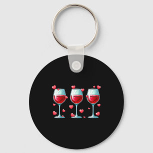 Three Gles Of Wine Valentine's Day Couple Funny Dr Keychain