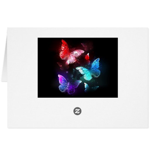Three Glowing Butterflies on night background (Back Horizontal)