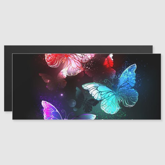 Three Glowing Butterflies on night background (Front/Back)