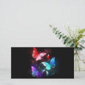 Three Glowing Butterflies on night background (Standing Front)