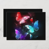 Three Glowing Butterflies on night background (Front/Back)