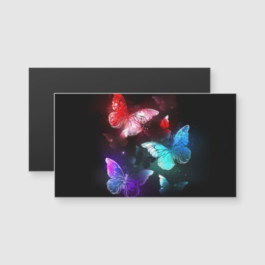 Three Glowing Butterflies on night background (Front/Back)