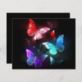 Three Glowing Butterflies on night background (Front/Back)