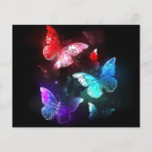 Three Glowing Butterflies on night background (Front)
