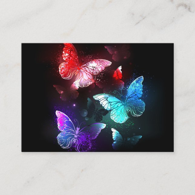 Three Glowing Butterflies on night background Advice Card (Front)