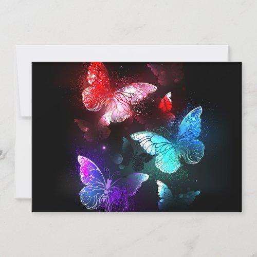 Three Glowing Butterflies on night background Announcement