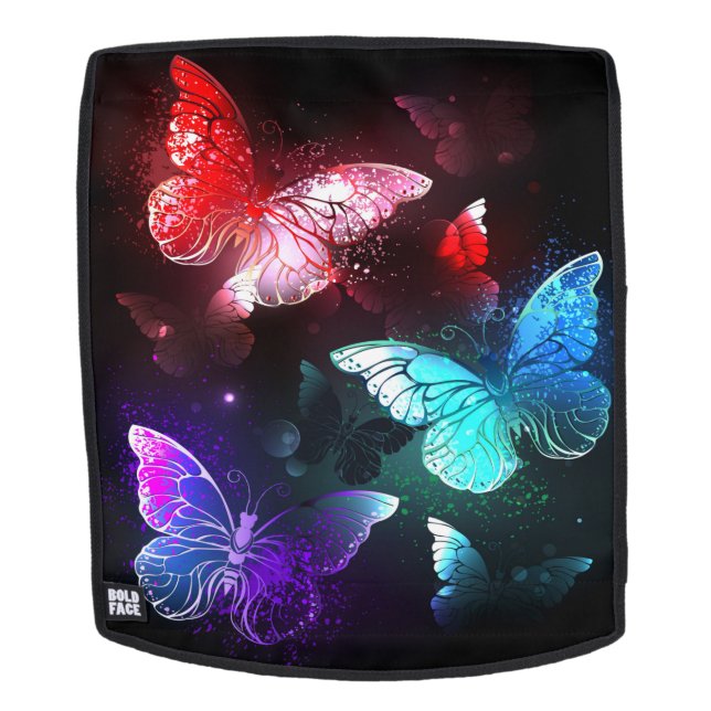Three Glowing Butterflies on night background Backpack (Removable Face)