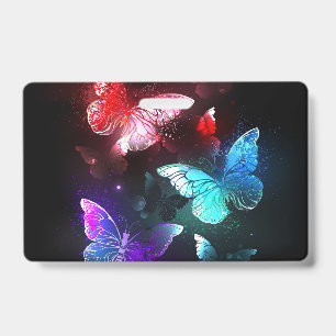 Three Glowing Butterflies on night background Badge