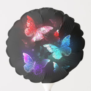 Three Glowing Butterflies on night background Balloon