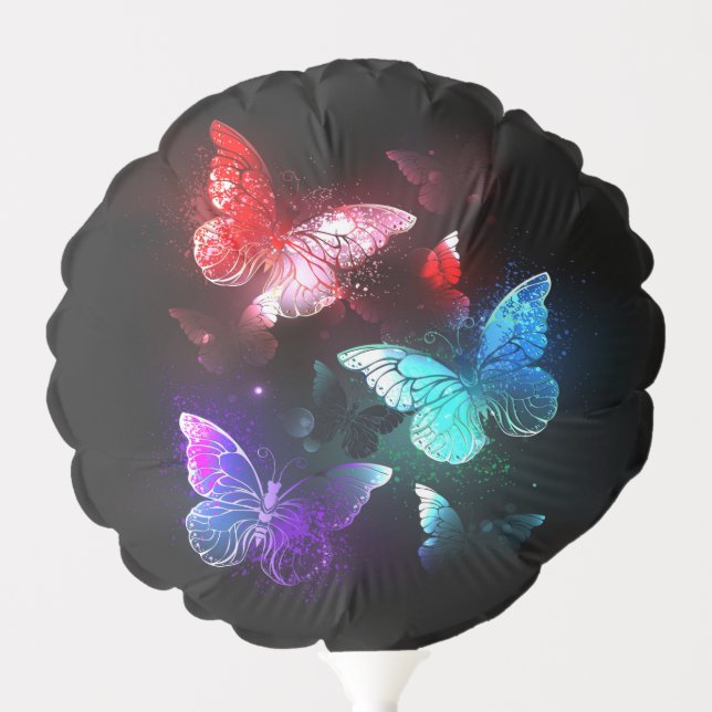 Three Glowing Butterflies on night background Balloon (Front)