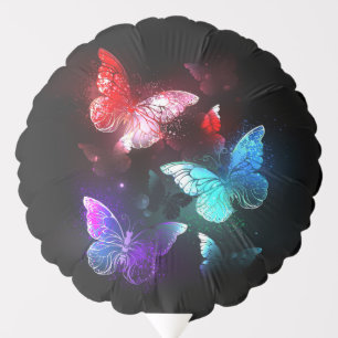Three Glowing Butterflies on night background Balloon