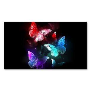 Three Glowing Butterflies on night background Business Card Magnet