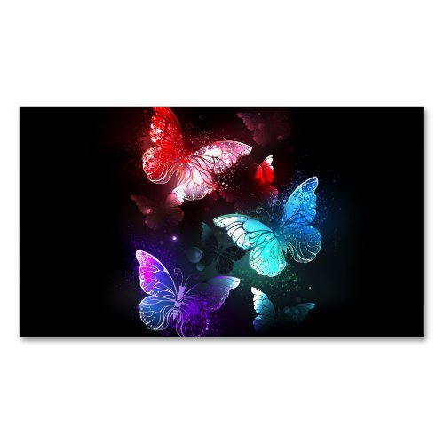 Three Glowing Butterflies on night background Business Card Magnet