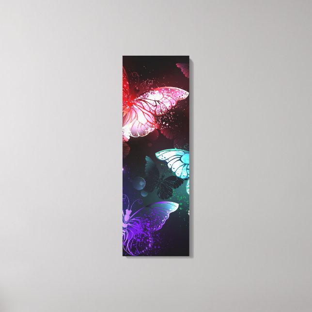 Three Glowing Butterflies on night background Canvas Print (Front)