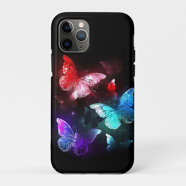 Three Glowing Butterflies on night background Case-Mate iPhone Case (Back)