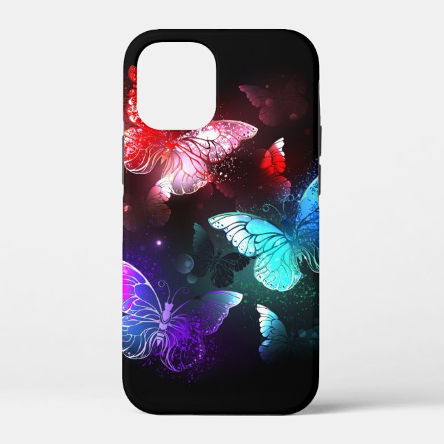Three Glowing Butterflies on night background Case-Mate iPhone Case (Back)
