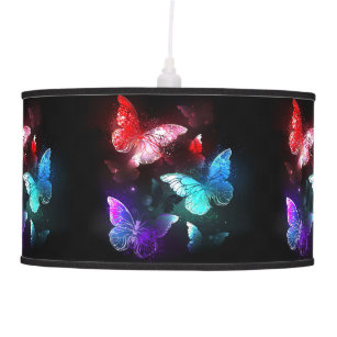 Three Glowing Butterflies on night background Ceiling Lamp