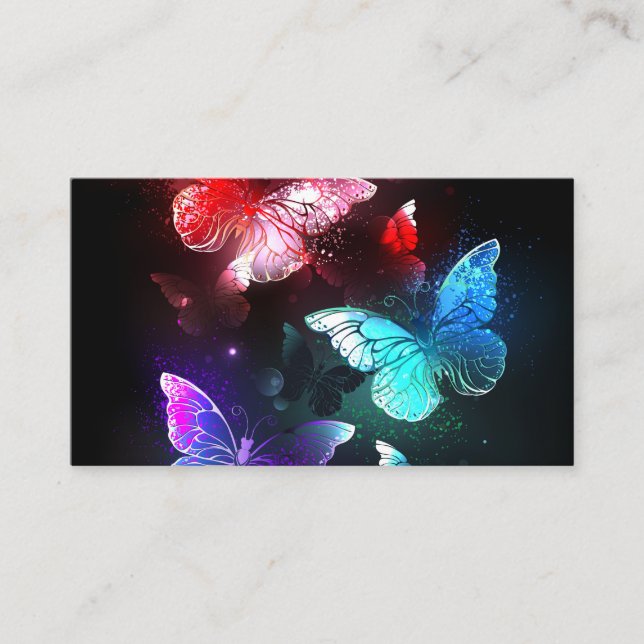 Three Glowing Butterflies on night background Enclosure Card (Front)