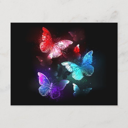 Three Glowing Butterflies on night background Enclosure Card
