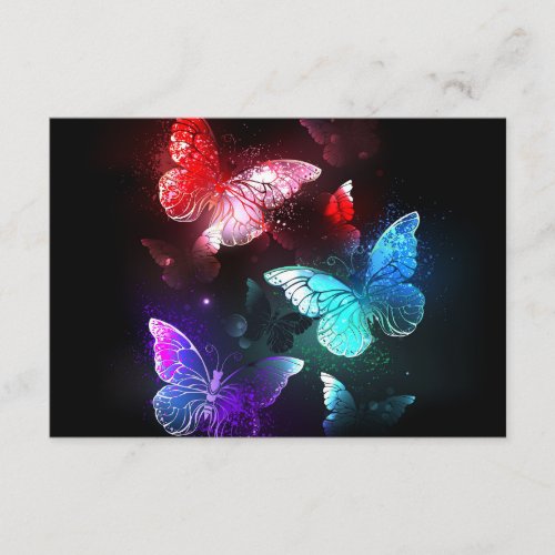 Three Glowing Butterflies on night background Enclosure Card