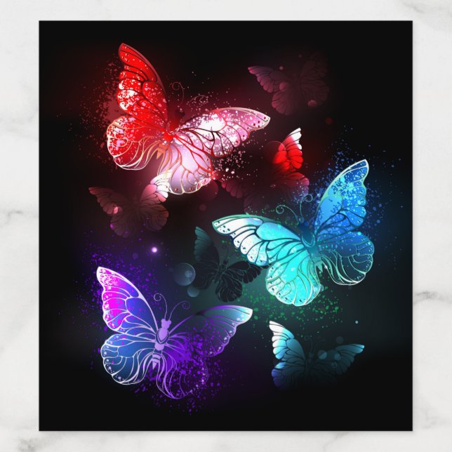 Three Glowing Butterflies on night background Envelope Liner (Design)