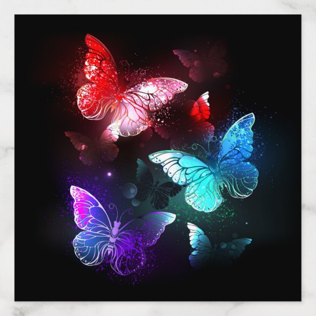 Three Glowing Butterflies on night background Envelope Liner (Design)
