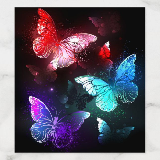Three Glowing Butterflies on night background Envelope Liner (Design)