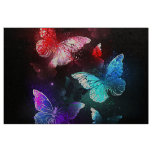 Three Glowing Butterflies on night background Fabric