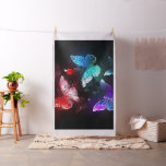 Three Glowing Butterflies on night background Fabric