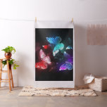 Three Glowing Butterflies on night background Fabric
