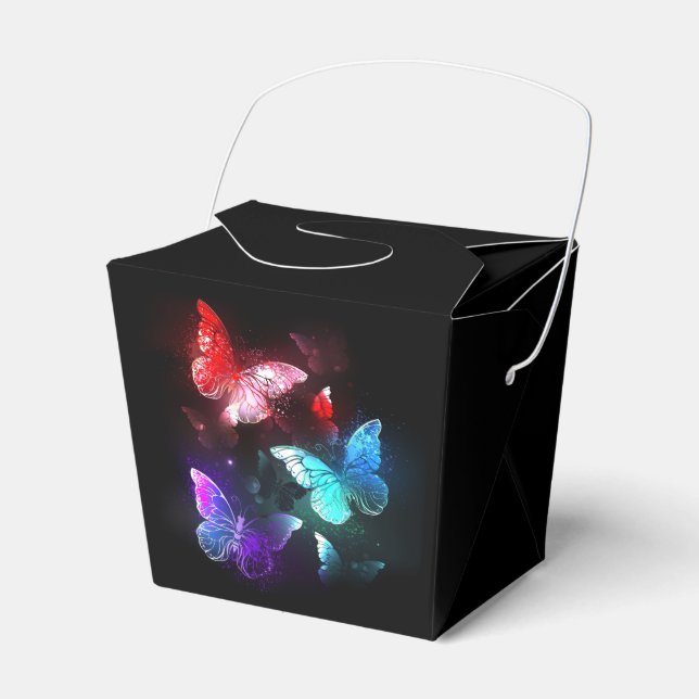 Three Glowing Butterflies on night background Favor Boxes (Front Side)