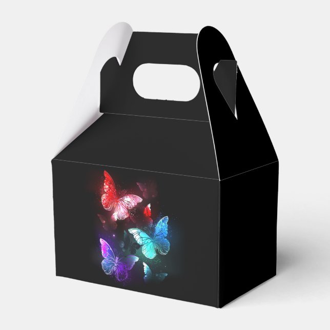 Three Glowing Butterflies on night background Favor Boxes (Front Side)