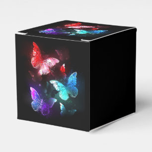 Three Glowing Butterflies on night background Favor Boxes