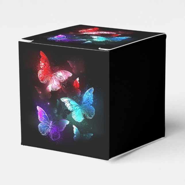 Three Glowing Butterflies on night background Favor Boxes (Front Side)