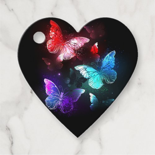 Three Glowing Butterflies on night background Favor Tags