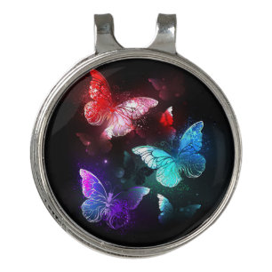 Three Glowing Butterflies on night background Golf Hat Clip