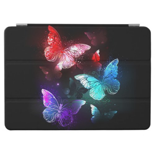 Three Glowing Butterflies on night background iPad Air Cover